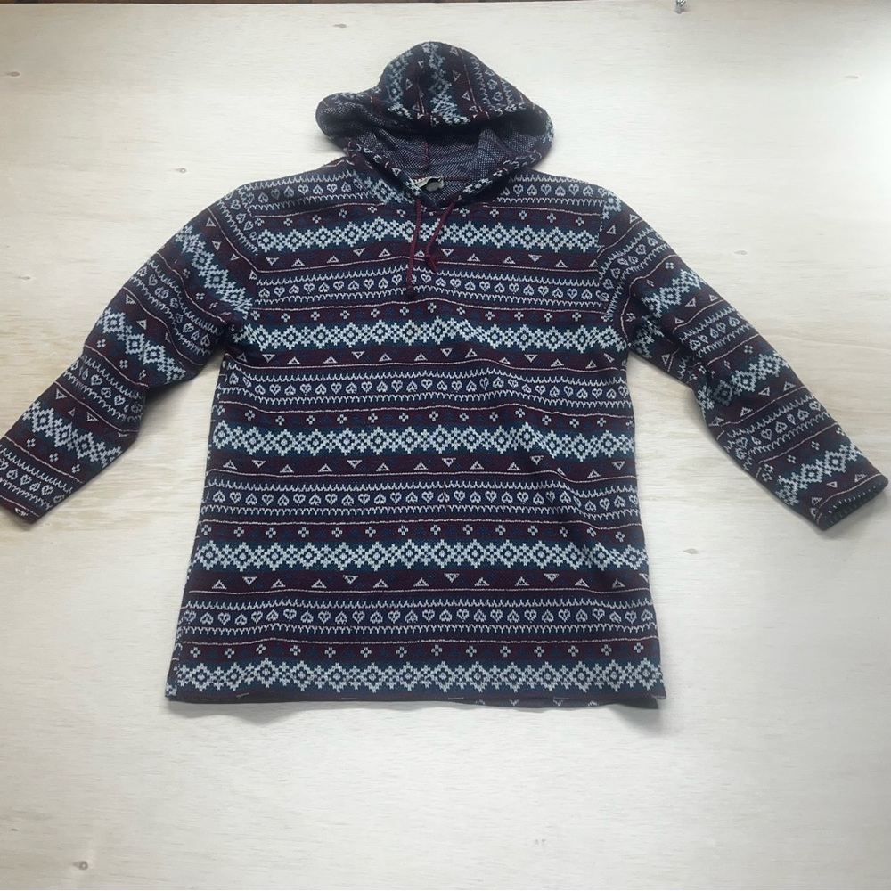 80s Vintage Stefano International Geometric Hoodie Men's Small Knit Made In USA